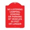 Signmission No Loitering Camping Vending or Parking of Vehicles 30 Feet or Longer, Red & White, RW-1824-23841 A-DES-RW-1824-23841 - alternate 1